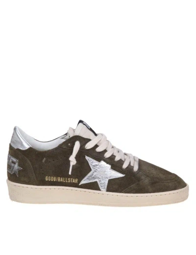 GOLDEN GOOSE BALL STAR SNEAKERS IN OLIVE GREEN SUEDE