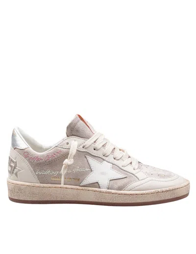 Golden Goose Ball Star Sneakers In Suede And Leather In Cloud White