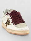 Golden Goose Ball Star Sneakers Leopard Emblem Glitter Heel In Multi