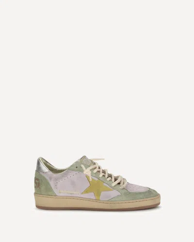 Golden Goose Ball Star Sneakers In Suede And Laminated Leather Heel In Multi