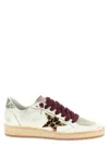Golden Goose Ball Star Sneakers Leopard Emblem Glitter Heel In White