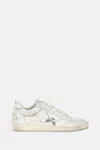 Golden Goose Ball Star Sneakers In Vintage Effect Leather With Silver Star And Heel Tab In Neutral