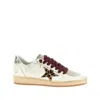 Golden Goose Ballstar White Low Top Sneakers With Glittered Star Patch On The Side And Glittered Heel With Logo L In Neutral