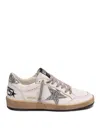 Golden Goose Ball Star Distressed Glittered Leather Sneakers In Silver