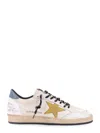 Golden Goose 'ball Star' White Low Top Sneakers With Star And Used Effect In White