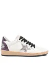 Golden Goose Leather Sneakers With Glitter And Star Patch In White