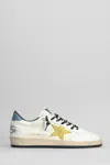 Golden Goose 'ball Star' White Low Top Sneakers With Star And Used Effect In White