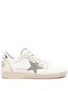 Golden Goose Deluxe Brand Distressed Nubuck Leather Sneakers With Metallic Accents In White
