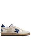 Golden Goose Ball Star Sneakers In White Nappa Leather With Light Blue Laminated Leather Star And Heel Tab In White