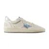 Golden Goose Ball-star White Leather Sneakers With Silver Star And Heel In White
