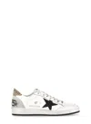 Golden Goose Ballstar Leather Upper And Toe Glitter Star And Heel Suede Spur Shoes In White