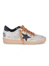 Golden Goose Ball Star Graffiti Details Suede Sneakers With Black Leather Star And Heel Tab Shoes In White