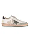 Golden Goose Ballstar Net And Leather Sneakers In White