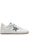 Golden Goose Ball Star Distressed Suede-trimmed Leather Sneakers In White