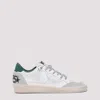 Golden Goose White Ballstar Sneaker With Green Heel In White