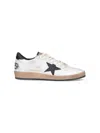 Golden Goose Ballstar Black And White Low Top Sneakers With Star Patch On The Side And Contrasting Heel With Writ In White