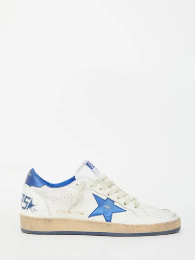 Golden Goose Ballstar White Low Top Sneakers With Star Patch On The Side And Maxi Lettering On The Rear In Leathe