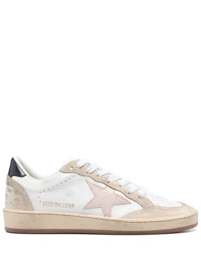 Golden Goose 20mm Ballstar Leather Sneakers In Yellow,beige