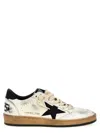 Golden Goose Ballstar Black And White Low Top Sneakers With Star Patch On The Side And Contrasting Heel With Writ In Multi