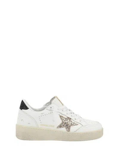 Golden Goose Ball Star Sneakers In White/gold/black