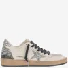Golden Goose Nappa Leather Sneakers With Silver Glitter Star Accents In White
