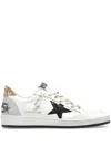 Golden Goose 'ball Star' Sneakers With Glitter Heel In White