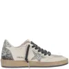 Golden Goose Nappa Leather Sneakers With Silver Glitter Star Accents In White