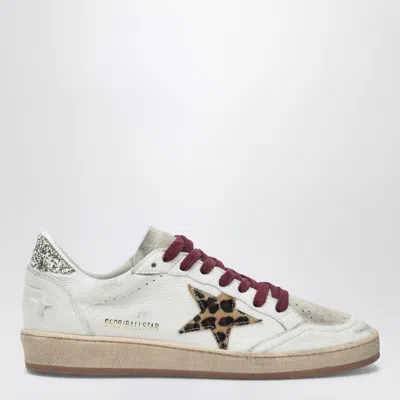 Golden Goose Ball Star Sneakers With Leopard-print Pony Hair Star In White