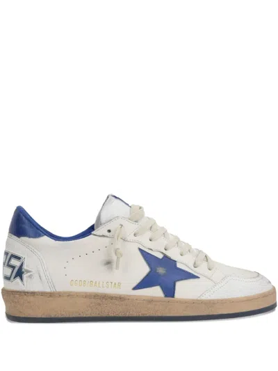 Golden Goose Ballstar White Low Top Sneakers With Star Patch On The Side And Maxi Lettering On The Rear In Leathe