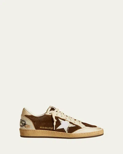 Golden Goose Ball Star Suede Bi-color Sneakers In Brownbeigewhite