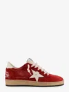 Golden Goose Ball Star Sneakers In Dark Red Suede With White Leather Star And Heel Tab In Red