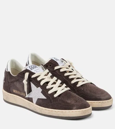 Golden Goose Ball Star Suede Sneakers In Brown
