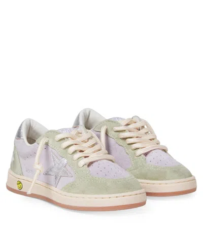 Golden Goose Kids' Ball Star Suede Sneakers In Green