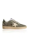 Golden Goose Ball Star Suede Sneakers In Green