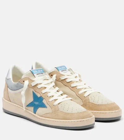 Golden Goose Ballstar Suede Upper Toe And Spur Nappa Star Laminated Heel Sneakers Beige In Neutral