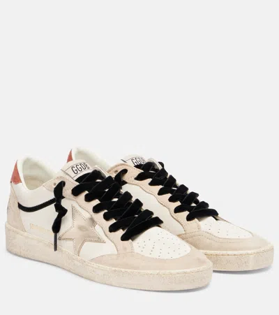 Golden Goose Ball Star Suede-trimmed Leather Sneakers In Neutral