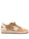 Golden Goose Ball Star Suede Shearling Sneaker In Brown