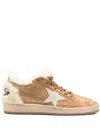 Golden Goose Ball Star Suede Shearling Sneaker In Brown