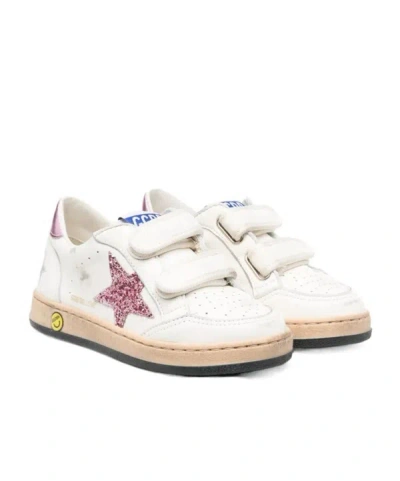 Golden Goose Kids' Ball Star Touch-strap Sneakers In White