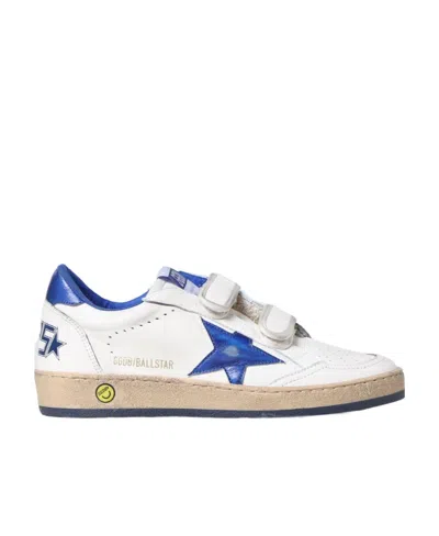 Golden Goose Kids' Ball Star Strap Sneakers In White/blue