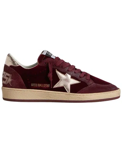 Golden Goose Ball Star Sneakers In Bordeaux Velvet In Burgundy