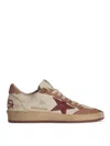 Golden Goose Ball Star Leather Sneakers With Used Effect In White