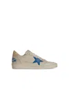 Golden Goose Deluxe Brand Low-top White Leather Sneakers With Blue Star Accent In White