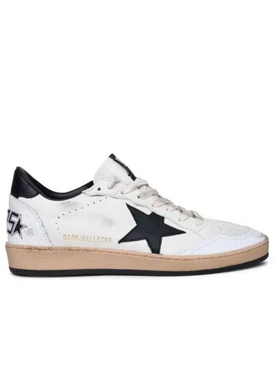 Golden Goose Ball Star Distressed Suede-trimmed Leather Sneakers In Gray