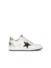Golden Goose Ballstar Leather Upper And Toe Glitter Star And Heel Suede Spur Shoes In White
