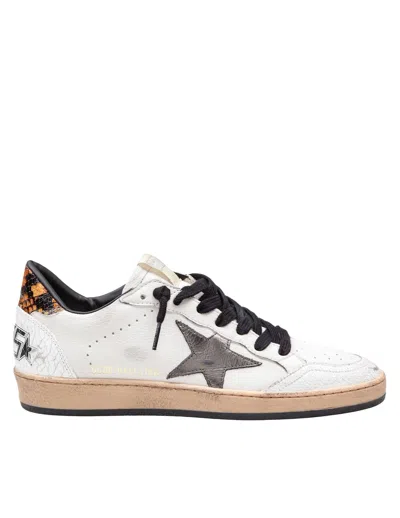 Golden Goose Ball Star White Leather Sneakers In Gray