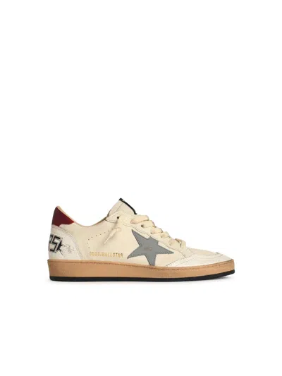 Golden Goose Ball Star White Leather Sneakers In White/silver Blue/red