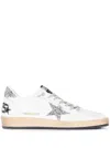 Golden Goose Ball Star White Sneakers And Glitter Star Detail In Leather Woman In White