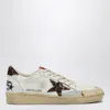Golden Goose Ball Star In Nappa With Leopard-print Pony Skin Star And Heel Tab In White