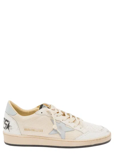 Golden Goose Ball-star White Vintage Low Top Sneakers With Logo In Leather Man In Gray